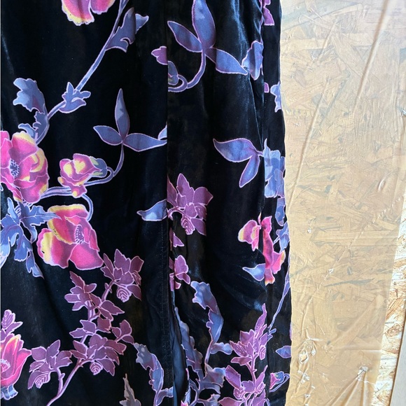 NWT Rachel Zoe Black Velvet Burnout Floral Slip Maxi Dress Dark Size 8 - Picture 3 of 7